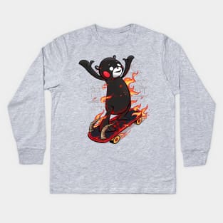 Why is the Kumamon on skateboard? Kids Long Sleeve T-Shirt